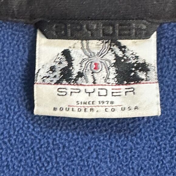 Spyder Sweater Mens Medium 1/4 Zip Jacket Thermal Pull Over Royal Blue Black - Picture 5 of 11